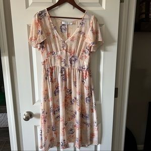 JustFab Sheer Pink floral Dress